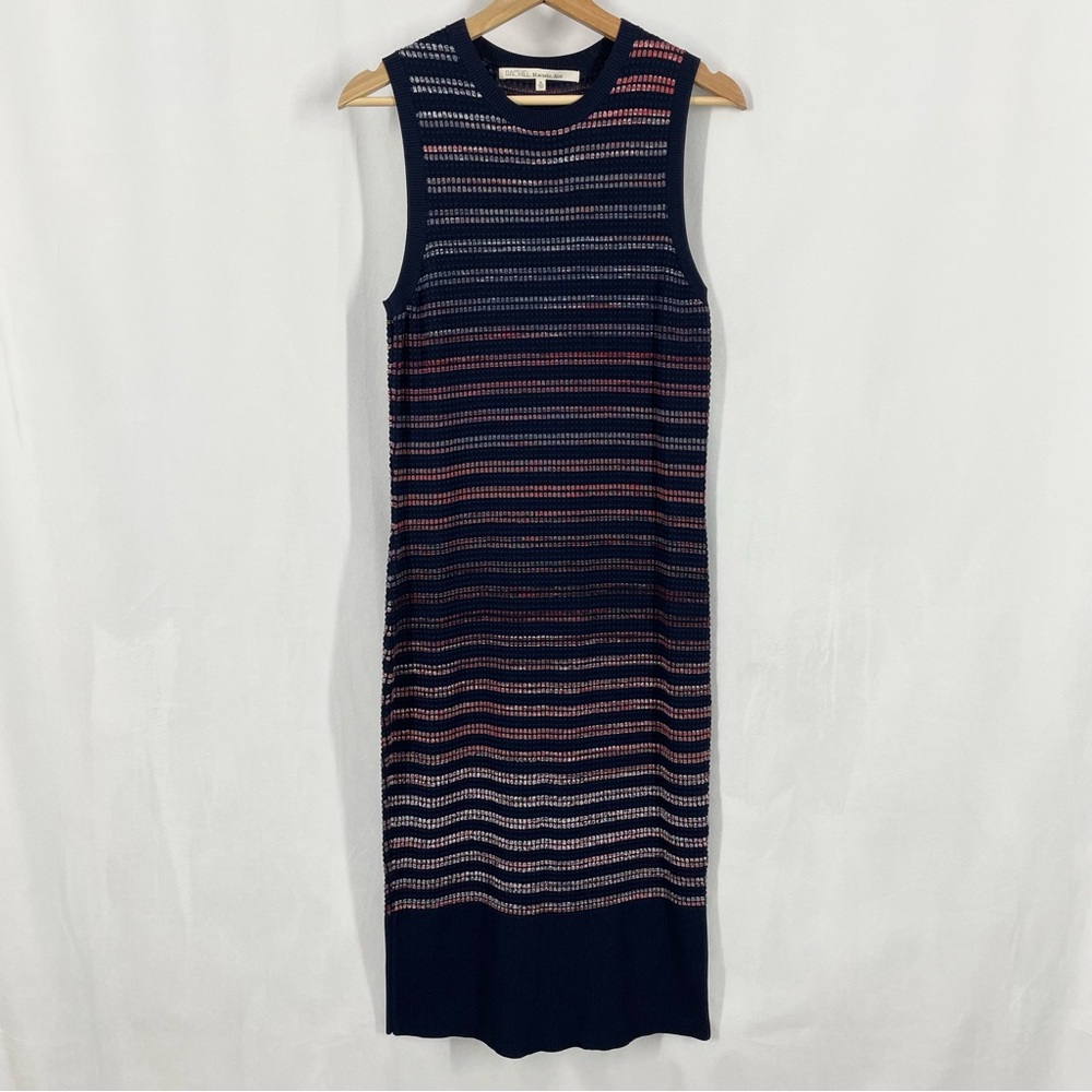 Rachel Rachel Roy Short Sleeve Knit Bodycon Textured Maxi Casual Dress XL Blue
